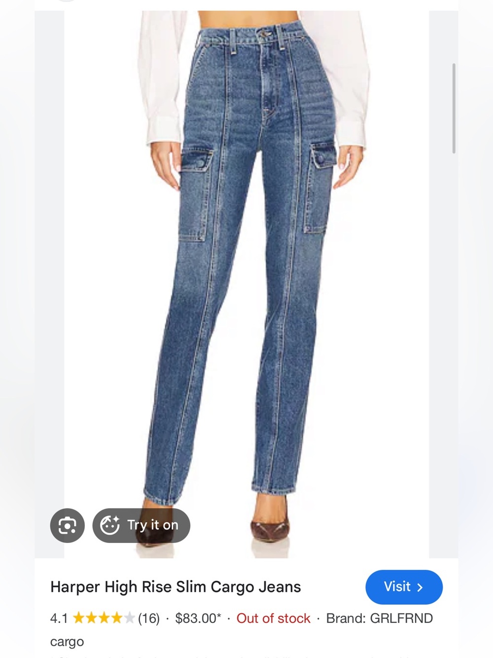 Grlfrnd the Harper high rise slim cargo jean!